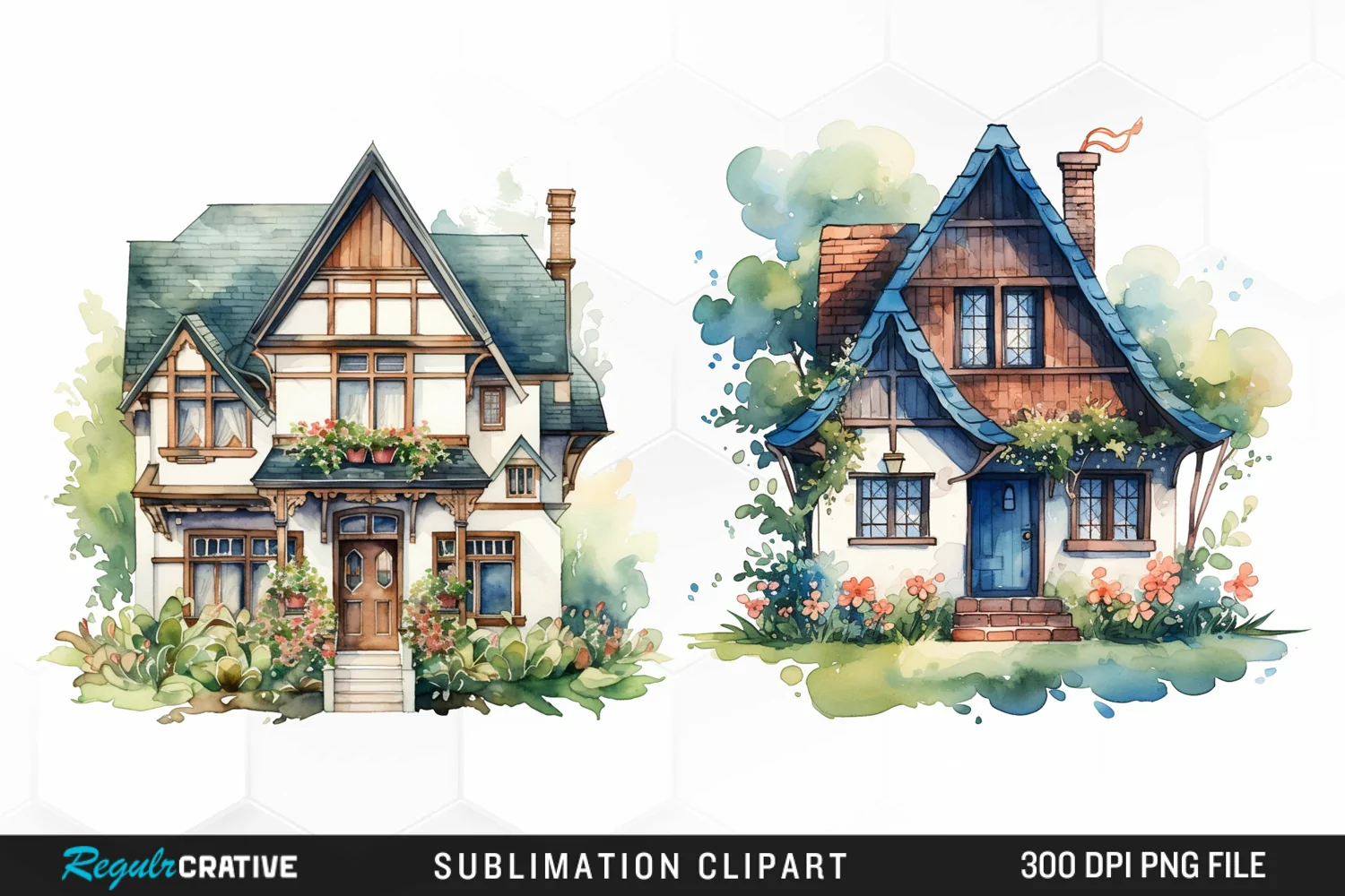 Watercolor House Artwork Clipart product image 1