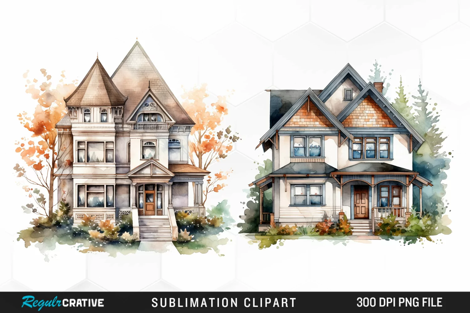 Watercolor House Artwork Clipart product image 1