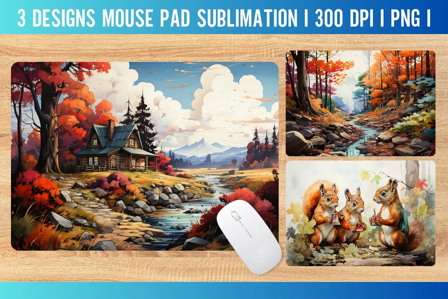 Autumn Mouse Pad Sublimation Design PNG product image 1