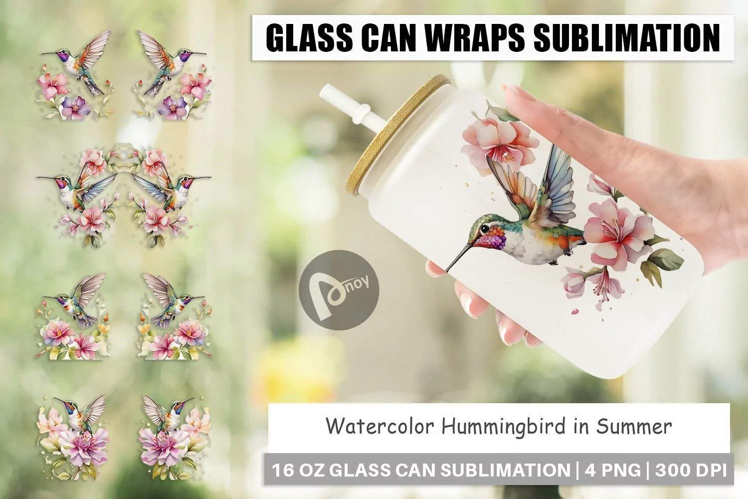 Glass Can Wraps Hummingbird Summer product image 1