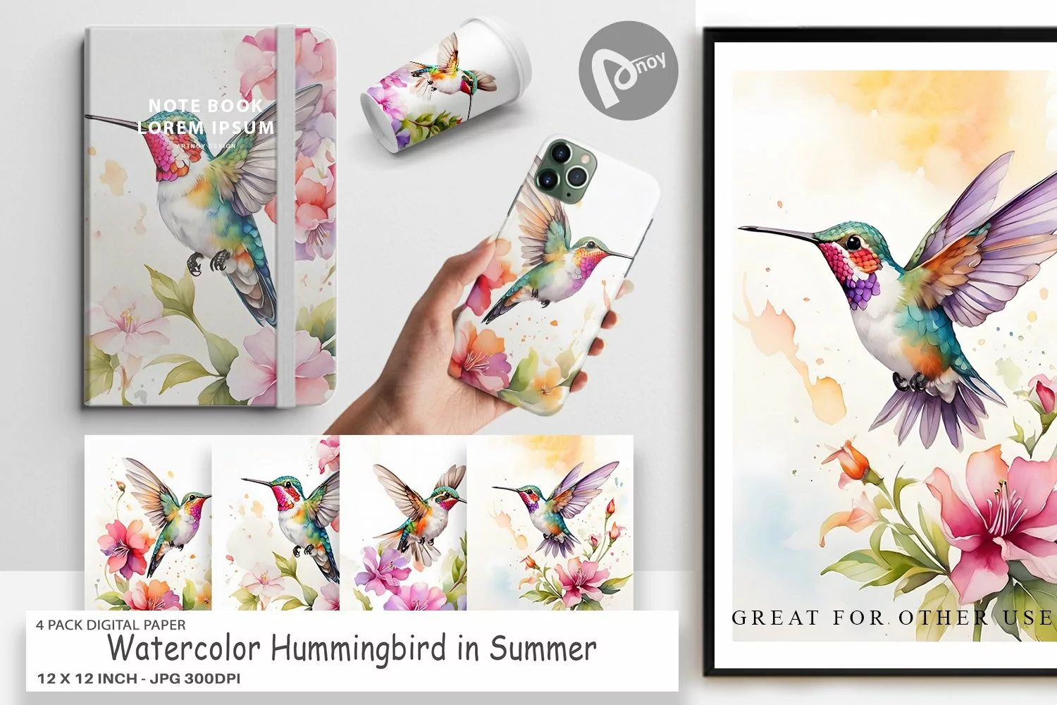 Digital Paper Hummingbird Summer product image 1