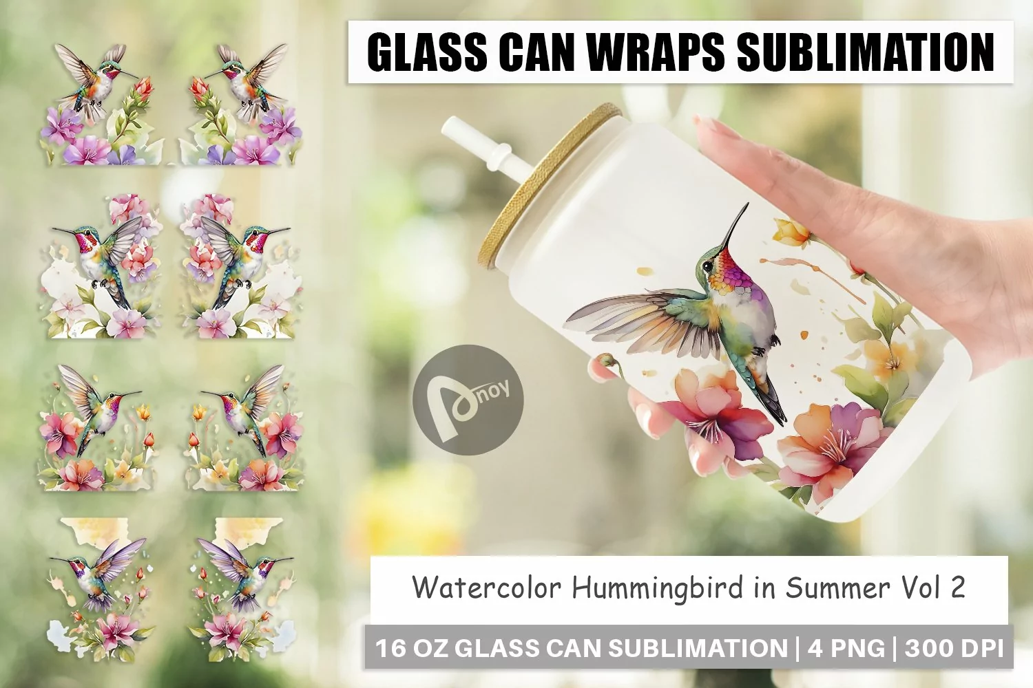Glass Can Wraps Hummingbird Summer product image 1