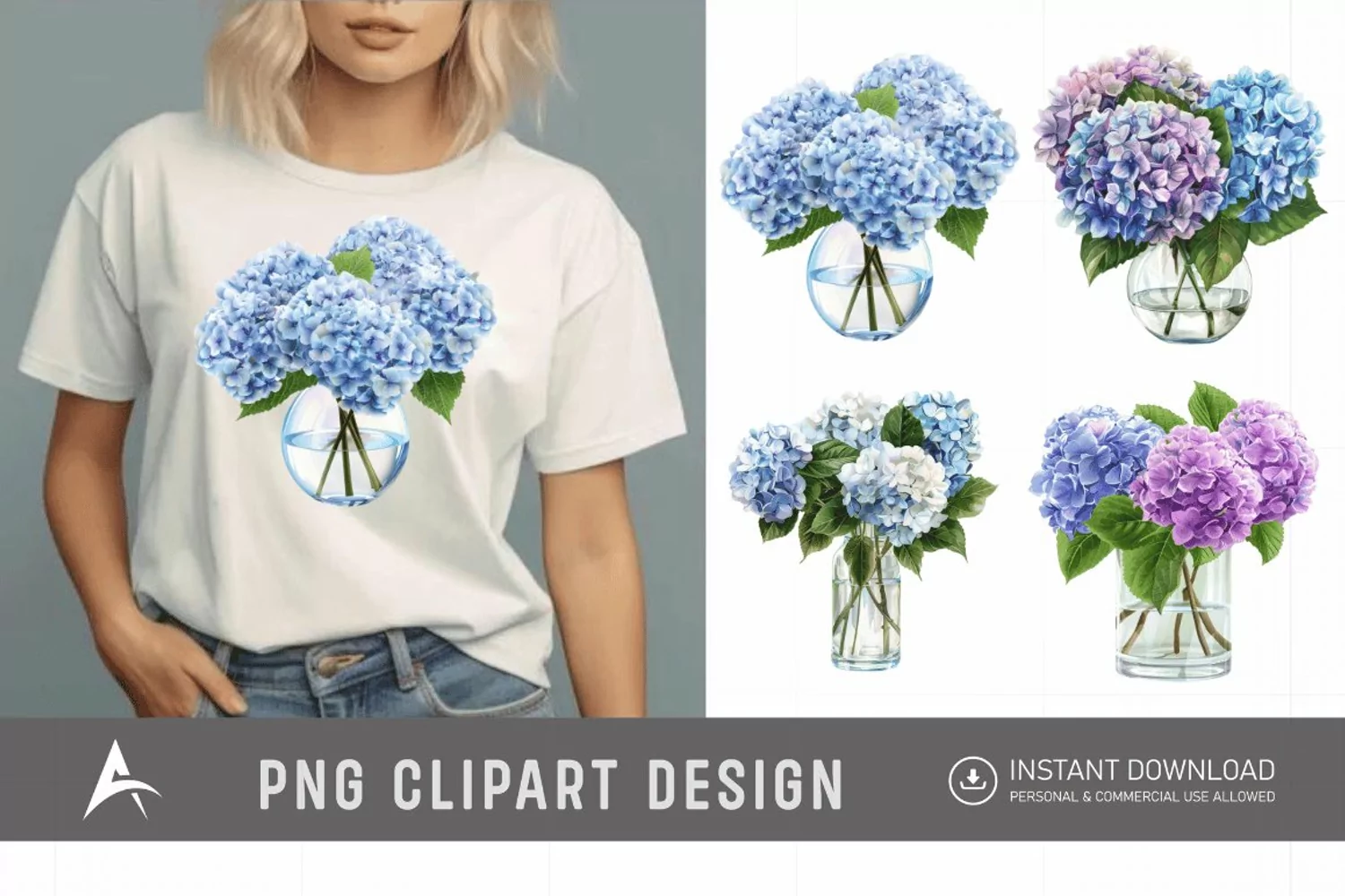 Watercolor Hydrangea Clipart product image 1