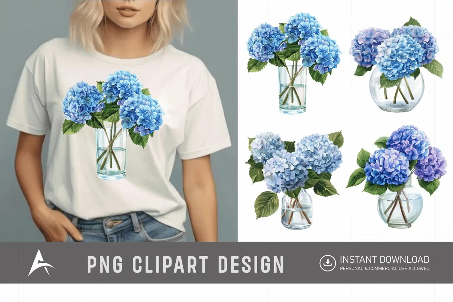 Watercolor Hydrangea Clipart product image 1