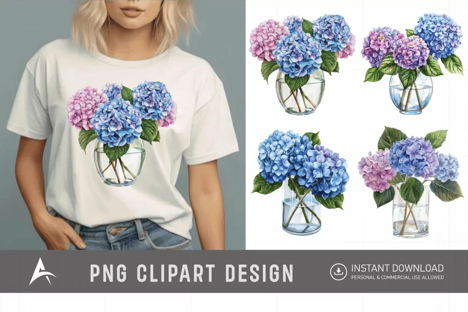 Watercolor Hydrangea Clipart product image 1