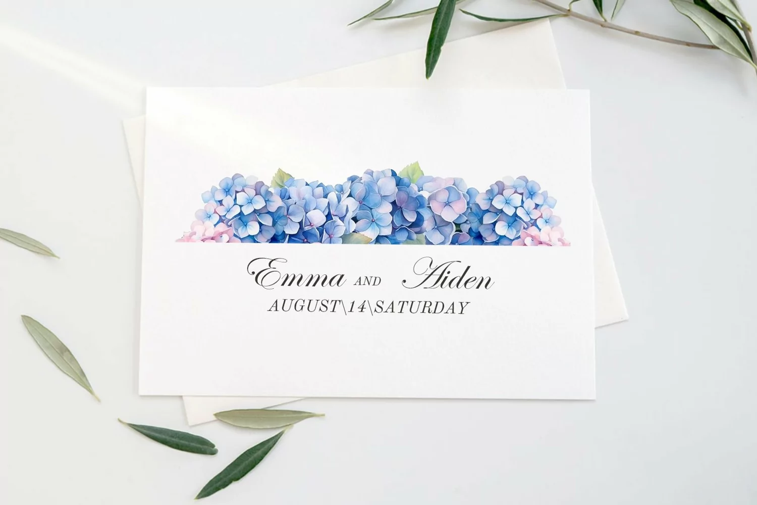 Watercolor hydrangea border