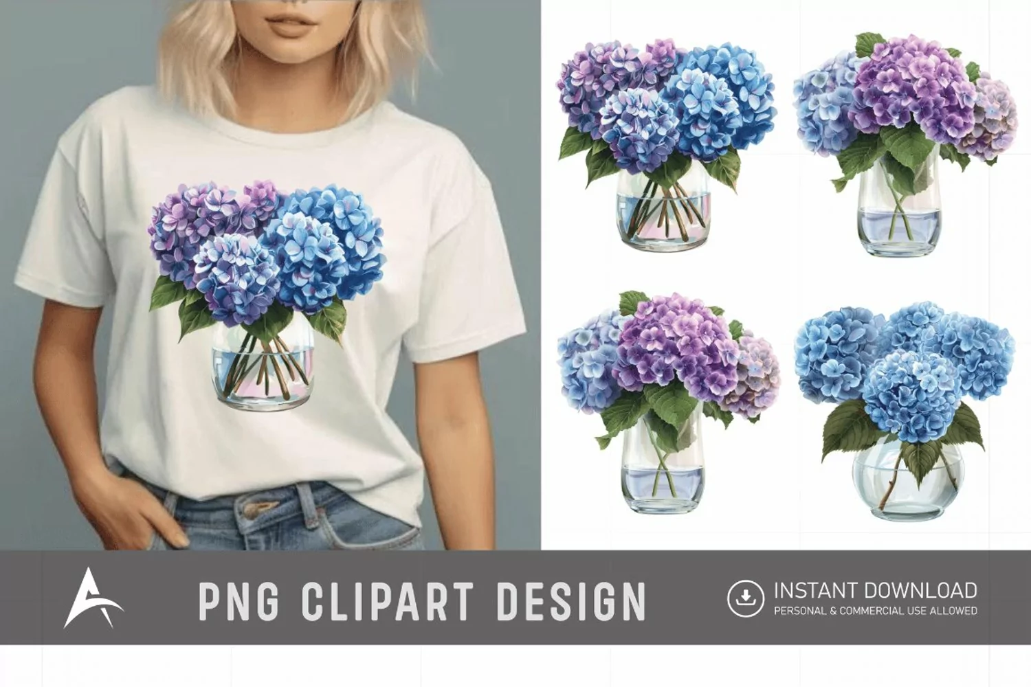 Watercolor Hydrangea Clipart product image 1