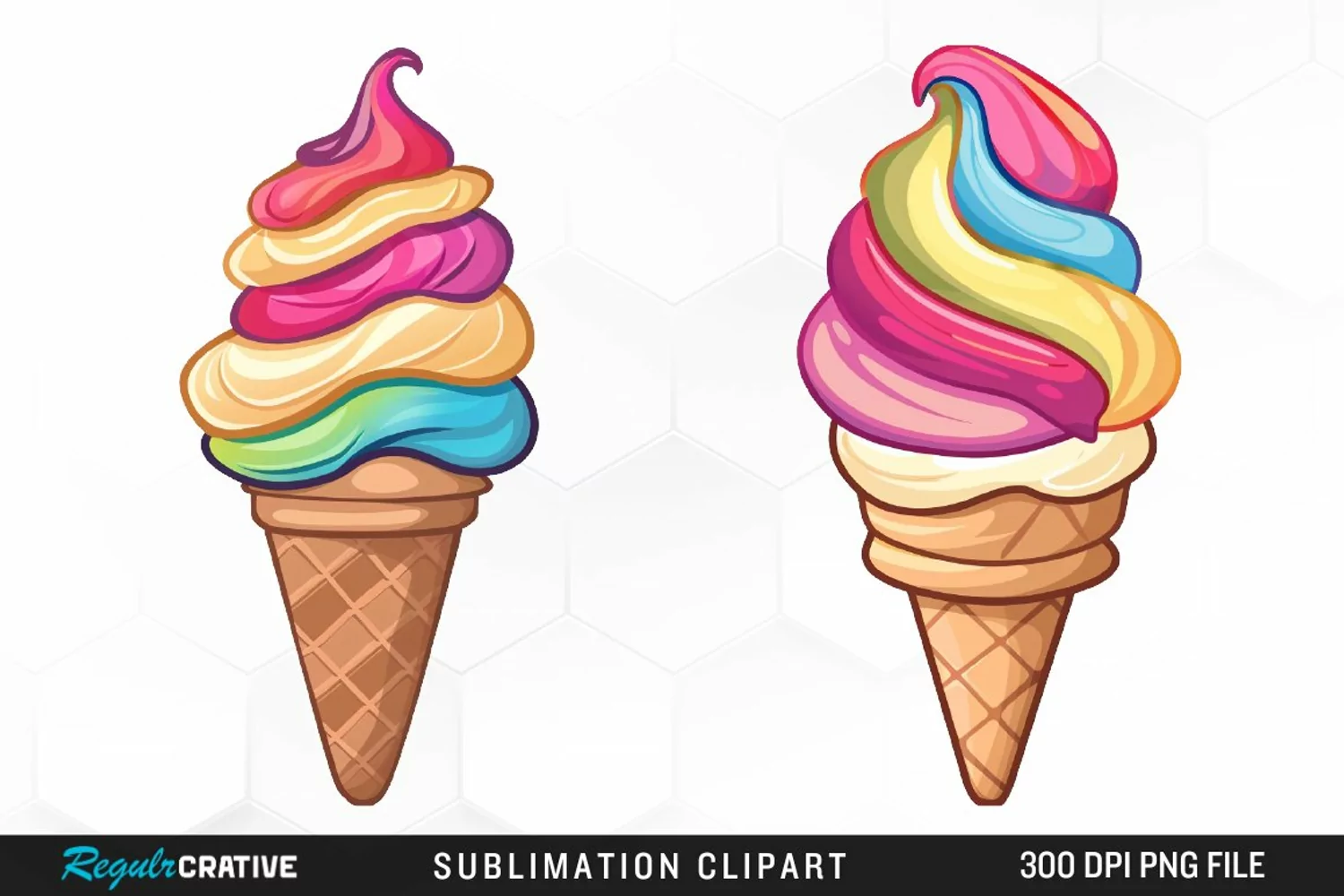 Watercolor Ice Cream Graphics Clipart product image 1