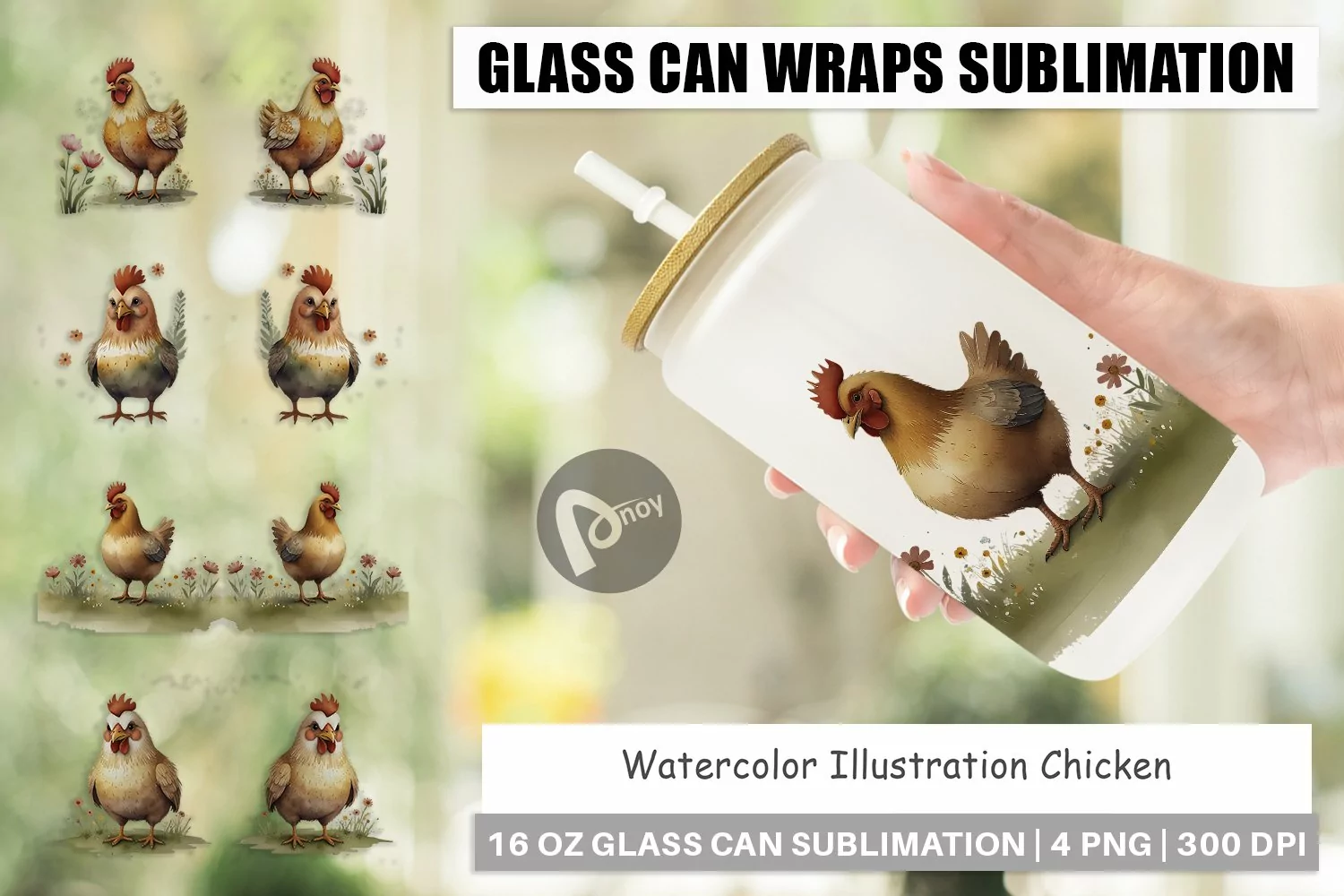 Glass Can Wraps Illustration Chicken product image 1