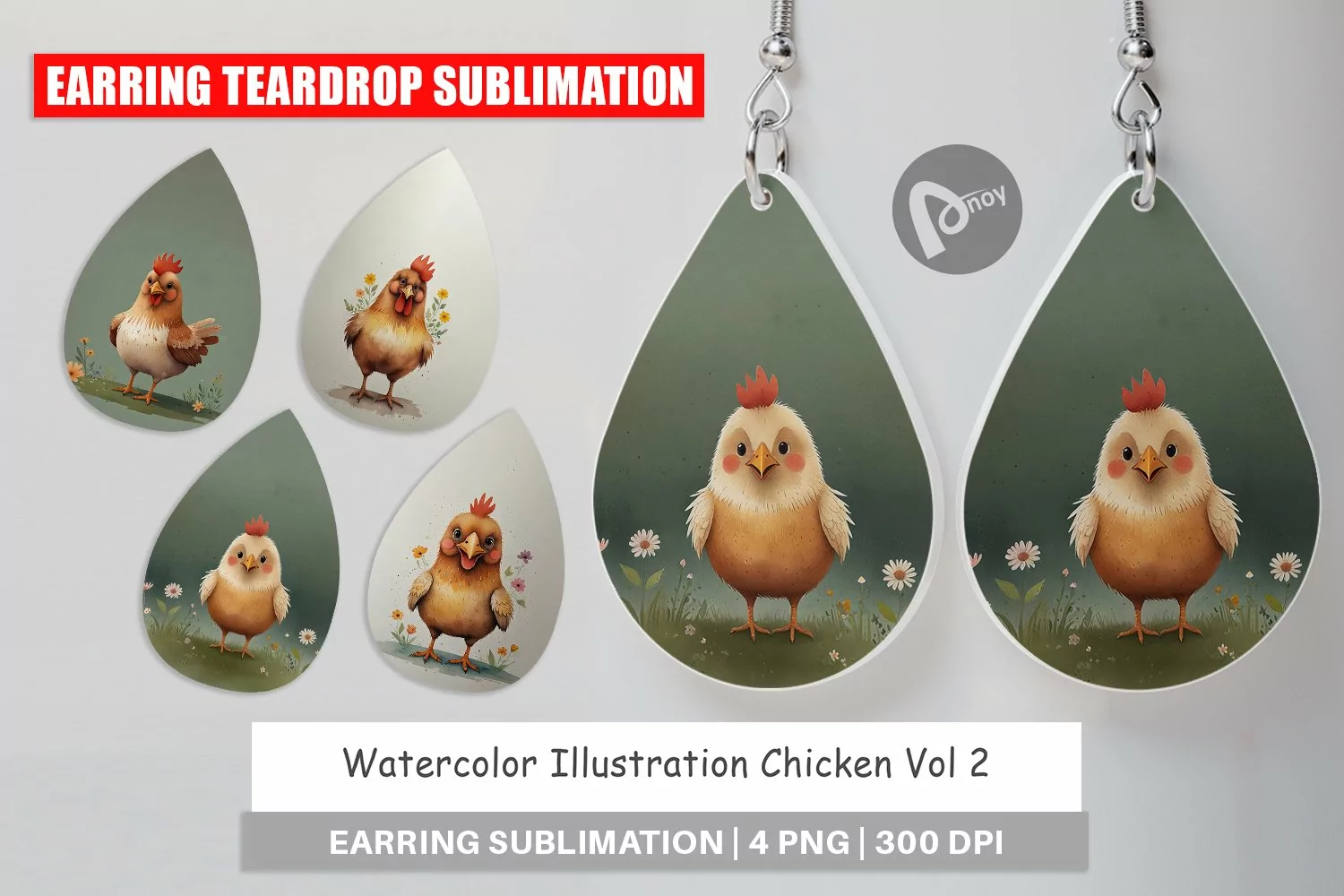 Earring Teardrop Illustration Chicken product image 1