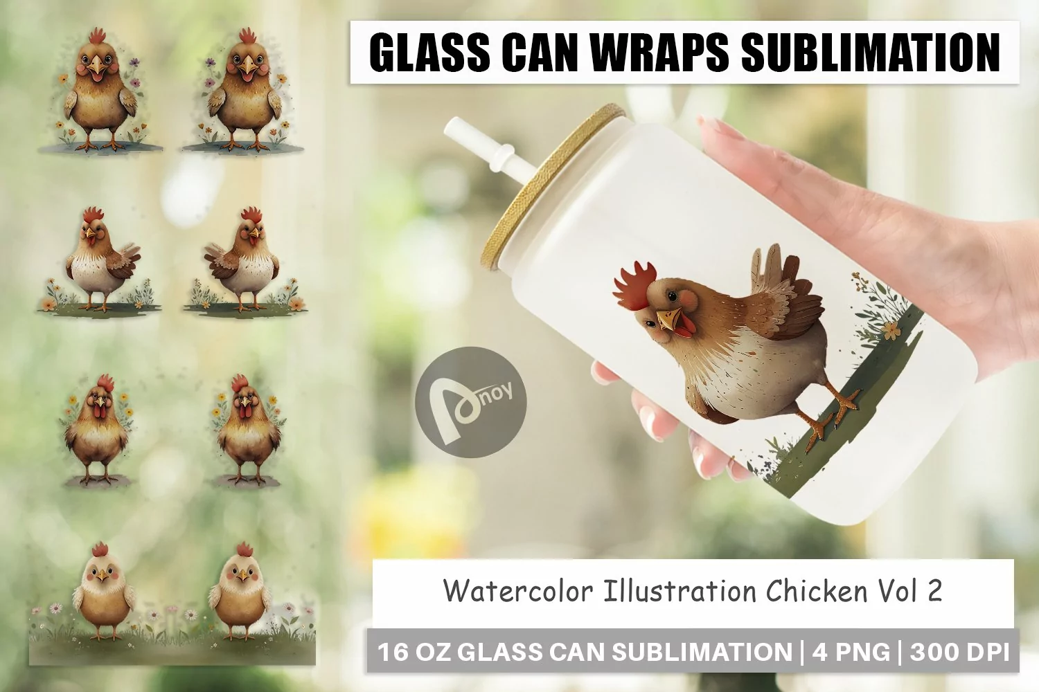 Glass Can Wraps Illustration Chicken product image 1