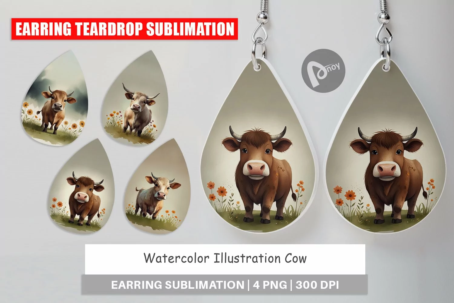 Earring Teardrop Illustration Cow product image 1