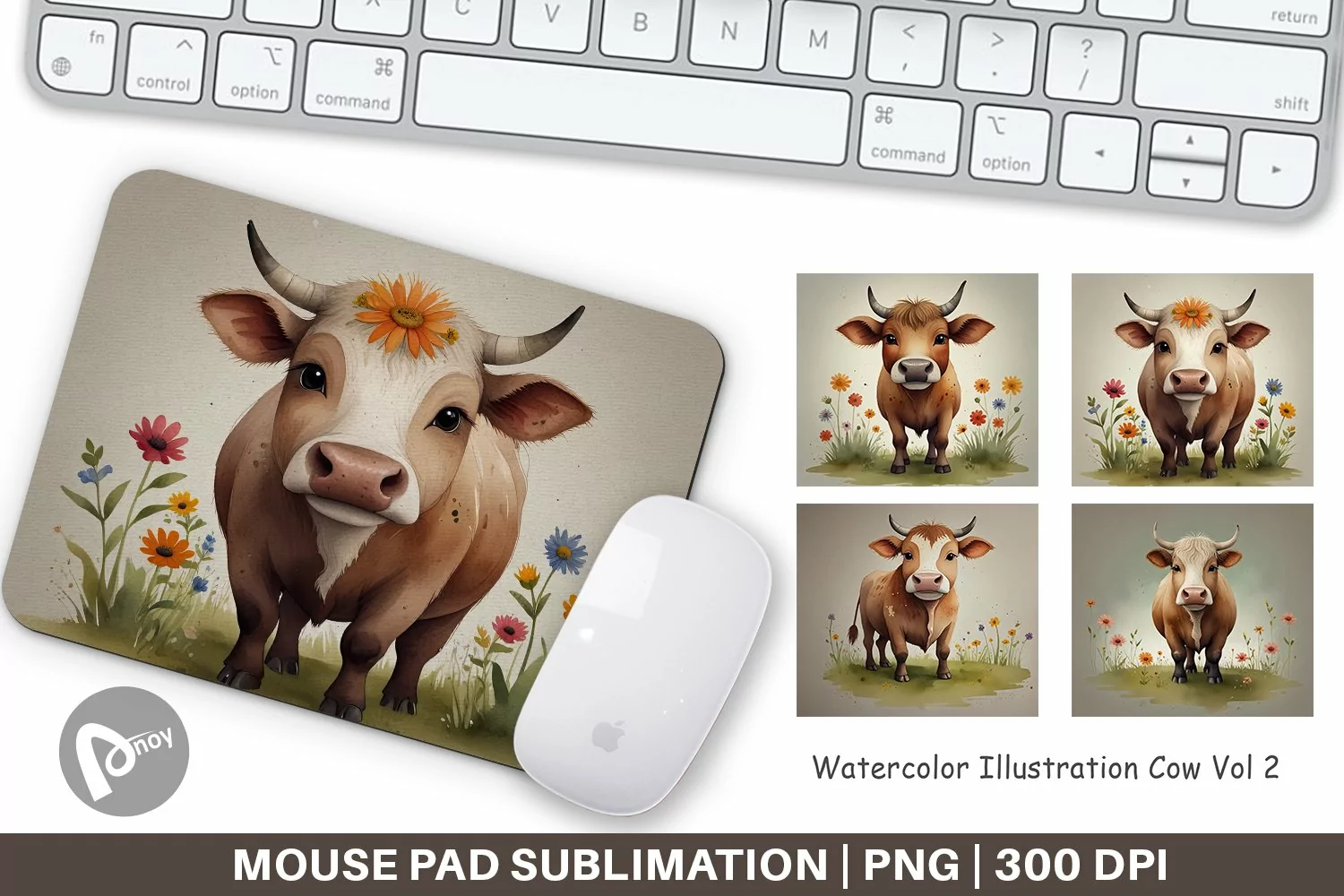 Mouse Pad Illustration Cow product image 1