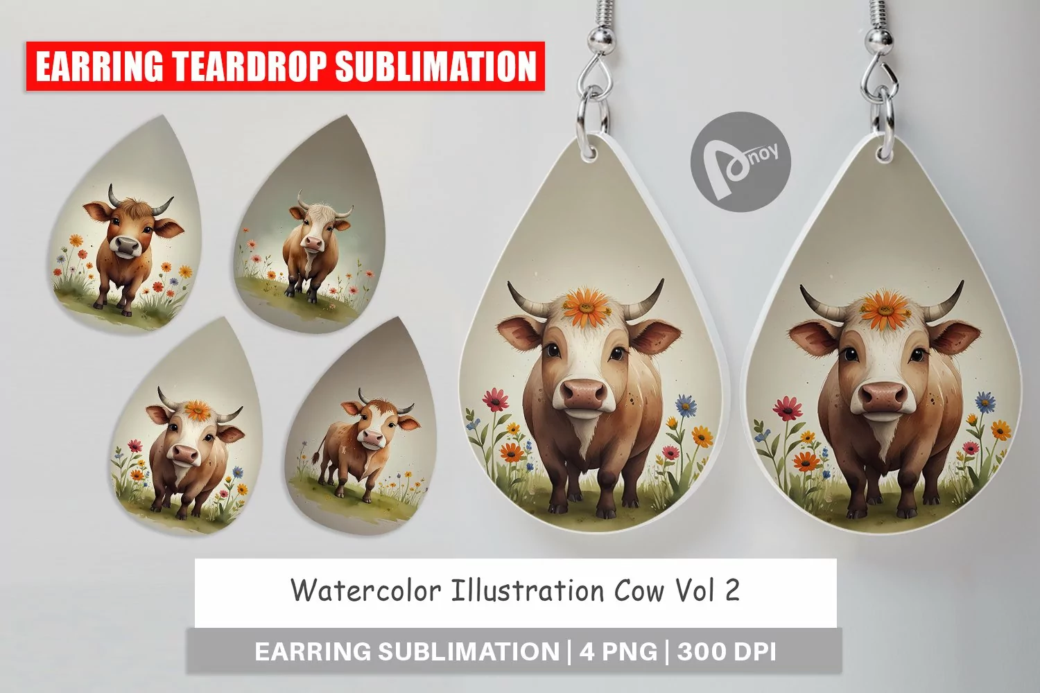 Earring Teardrop Illustration Cow product image 1