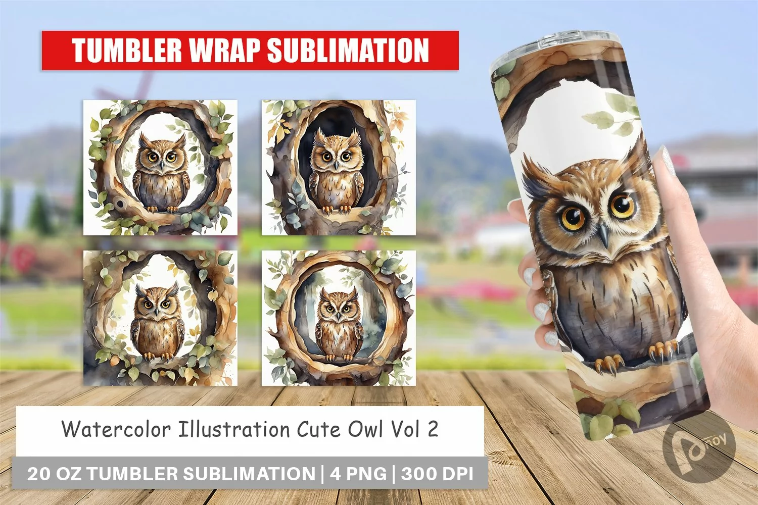 Tumbler Wrap Watercolor Owl product image 1