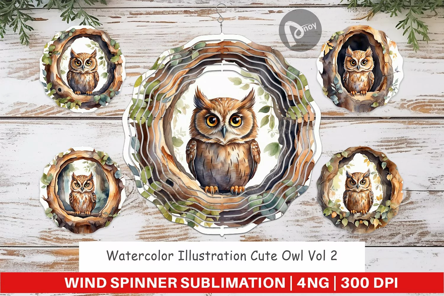 Wind Spinner Watercolor Owl product image 1