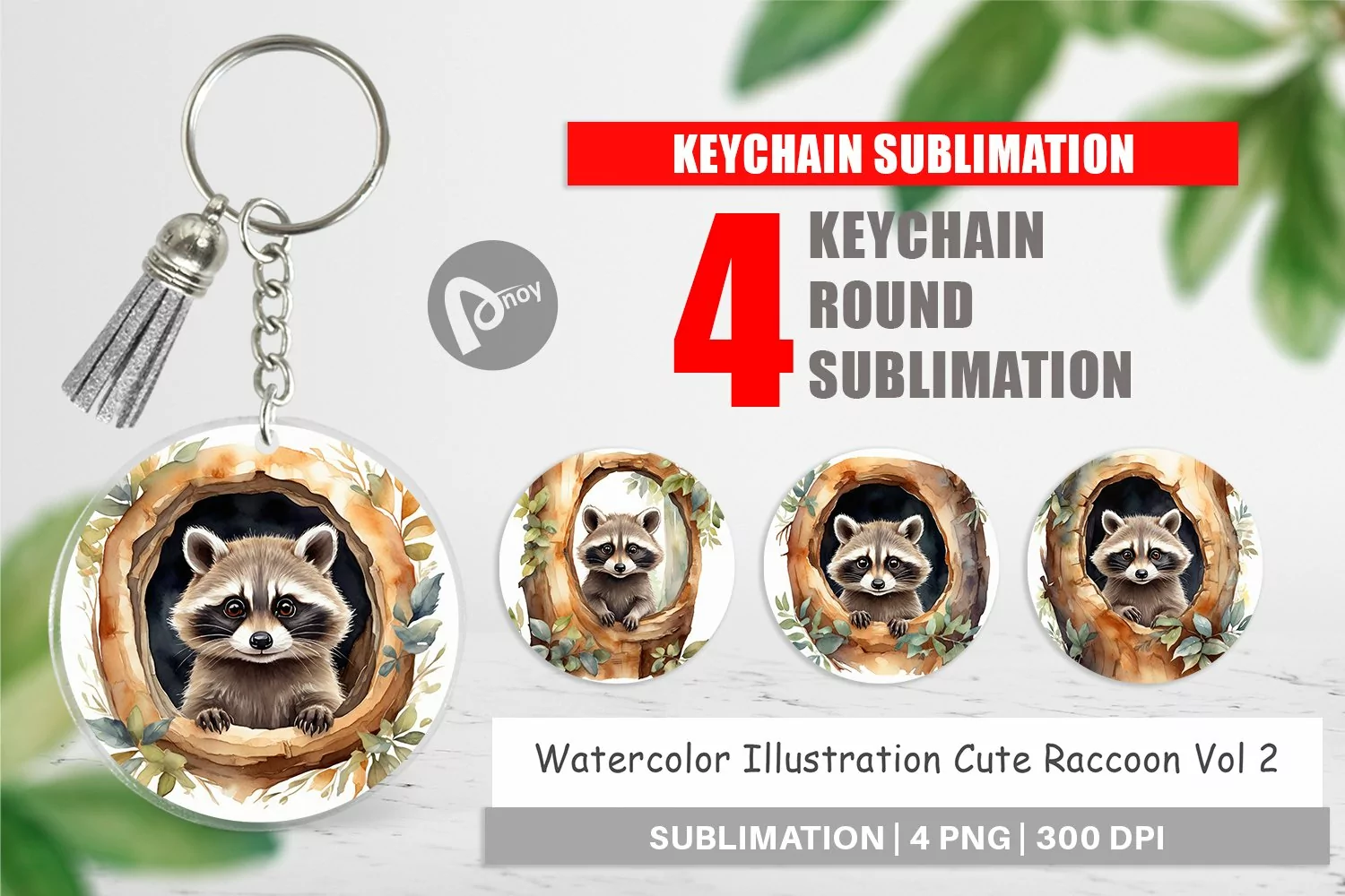 Keychain Watercolor Raccoon product image 1