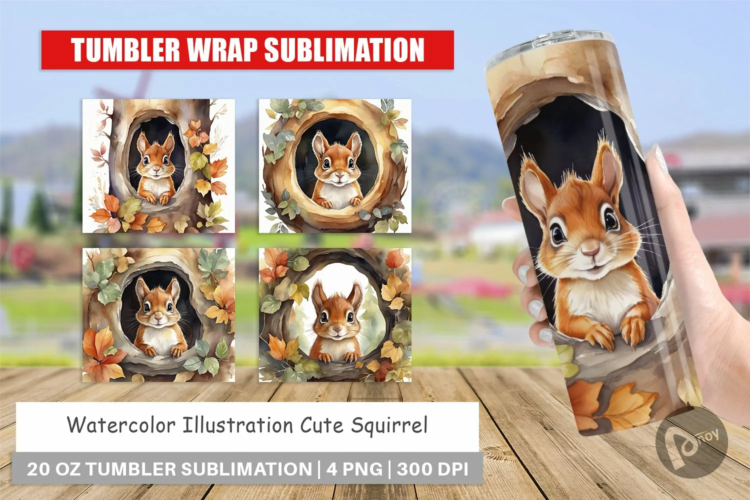 Tumbler Wrap Watercolor Squirrel product image 1