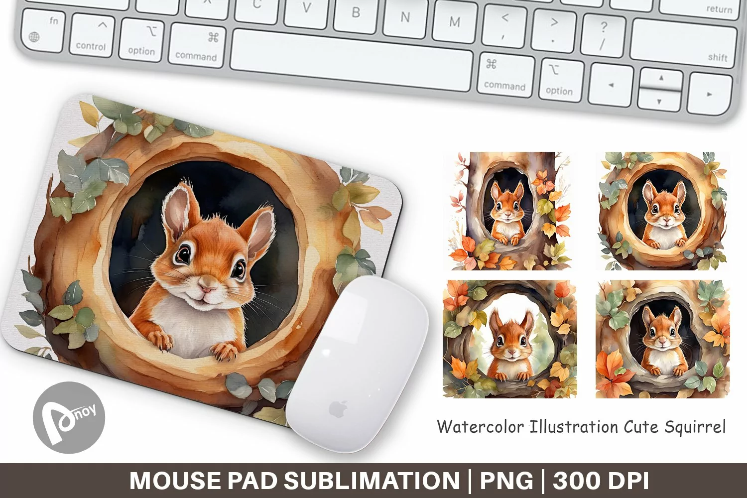 Mouse Pad Watercolor Squirrel product image 1