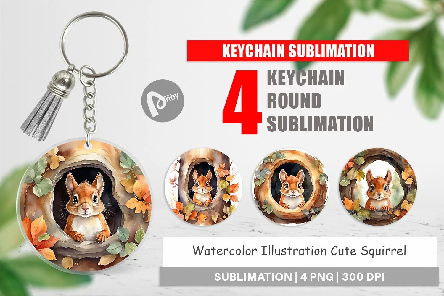 Keychain Watercolor Squirrel product image 1