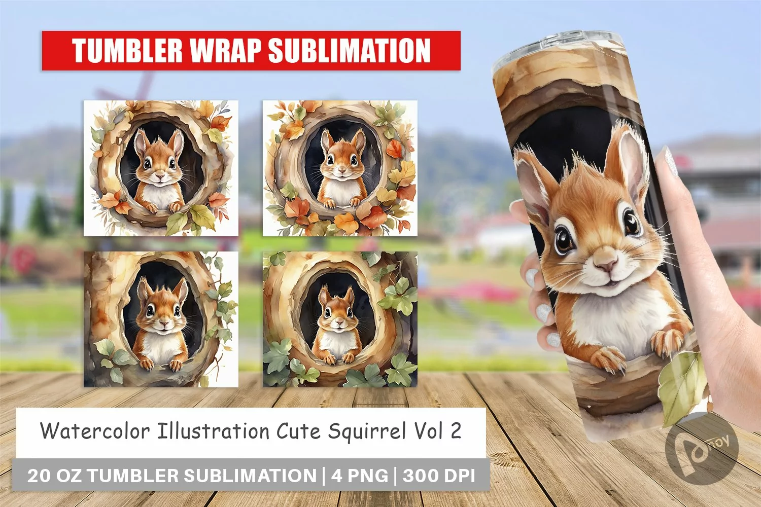 Tumbler Wrap Watercolor Squirrel product image 1
