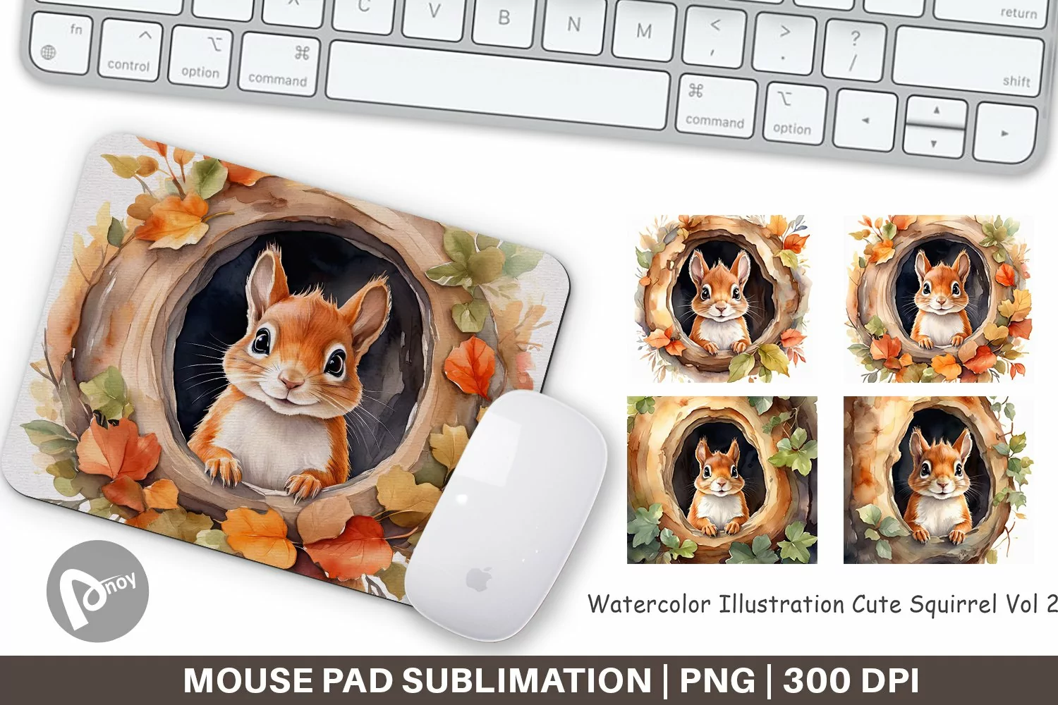 Mouse Pad Watercolor Squirrel product image 1