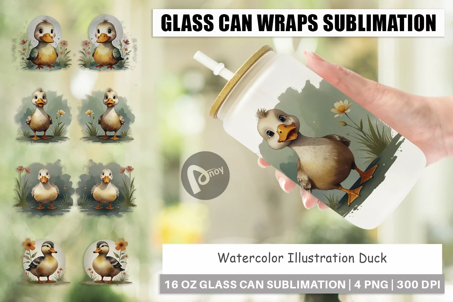 Glass Can Wraps Illustration Duck product image 1