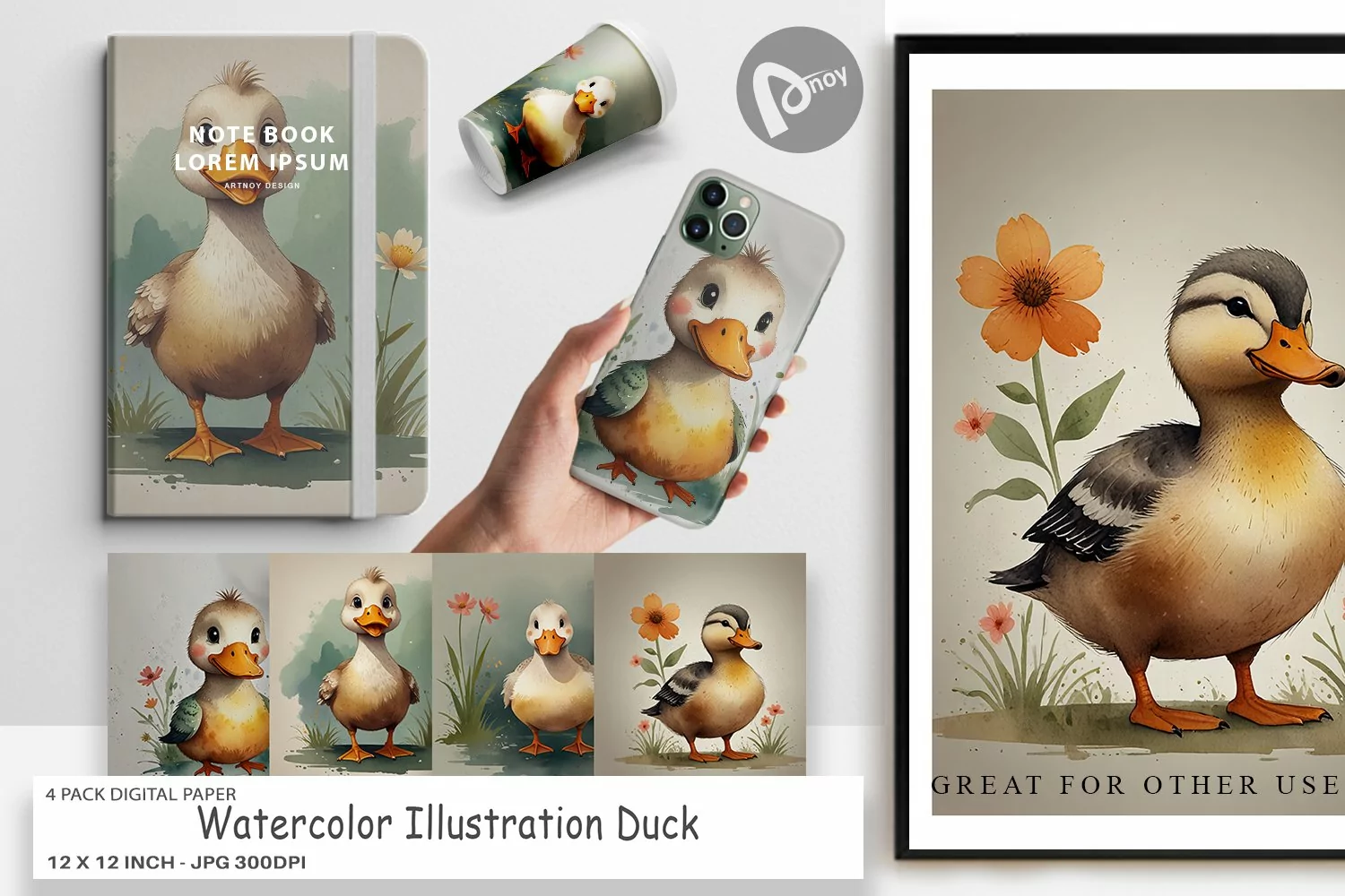 Digital Paper Illustration Duck product image 1