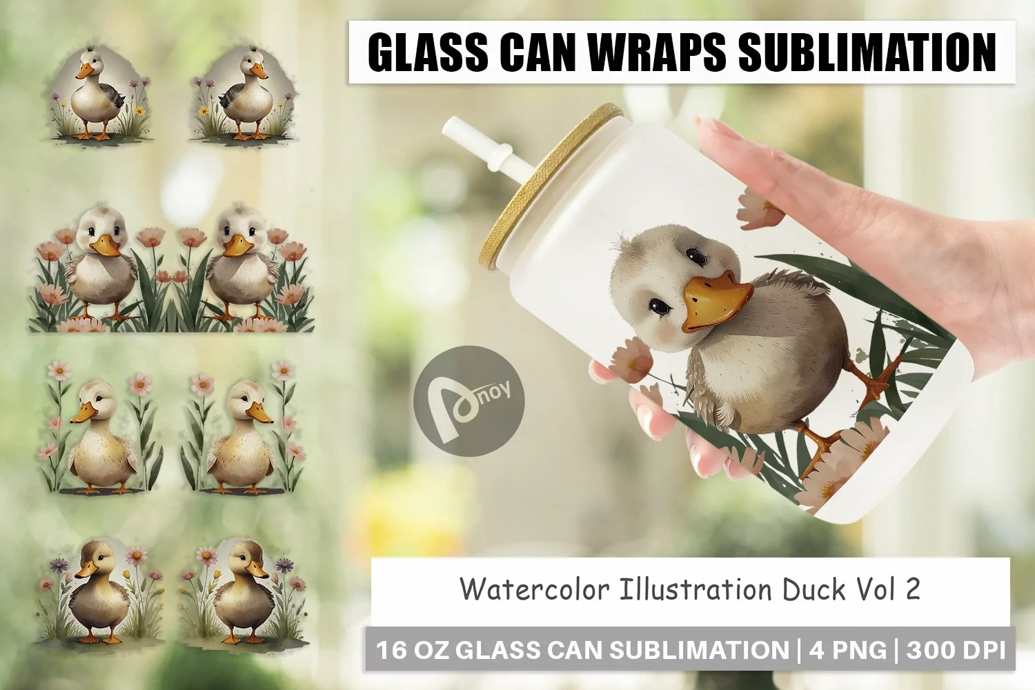Glass Can Wraps Illustration Duck product image 1
