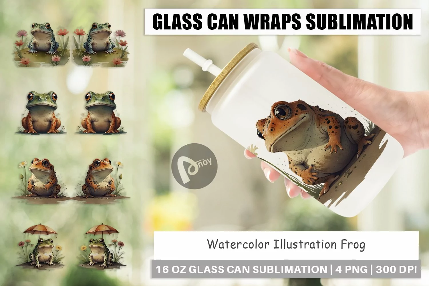 Glass Can Wraps Illustration Frog product image 1