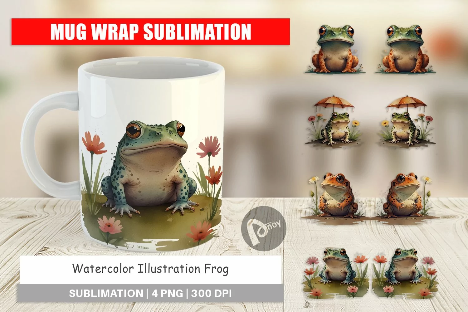 Mug Wrap Design Illustration Frog product image 1