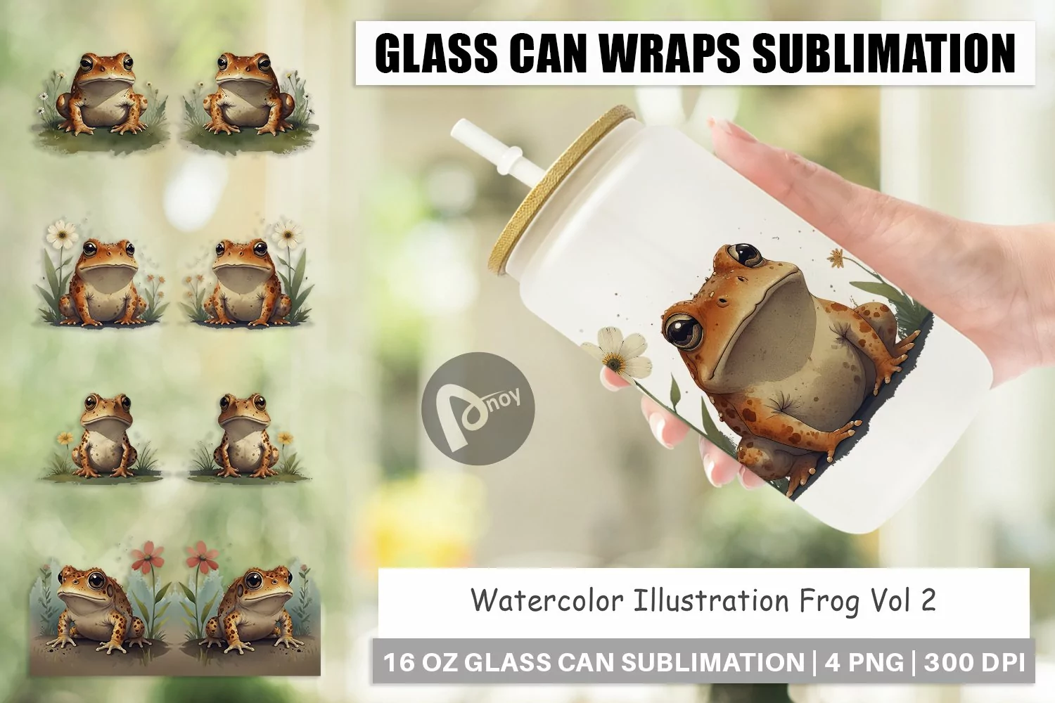 Glass Can Wraps Illustration Frog product image 1