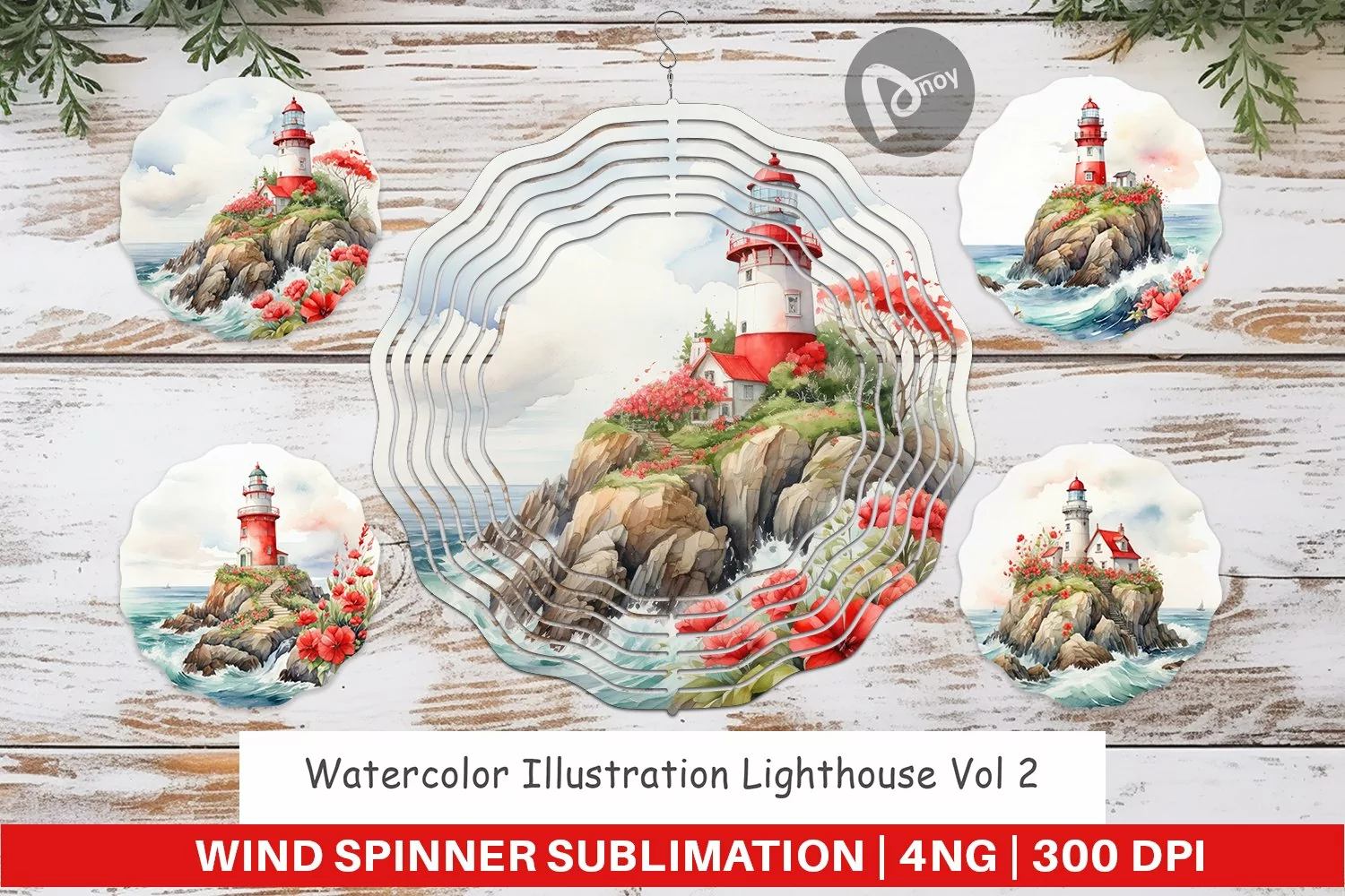 Wind Spinner Watercolor Lighthouse product image 1