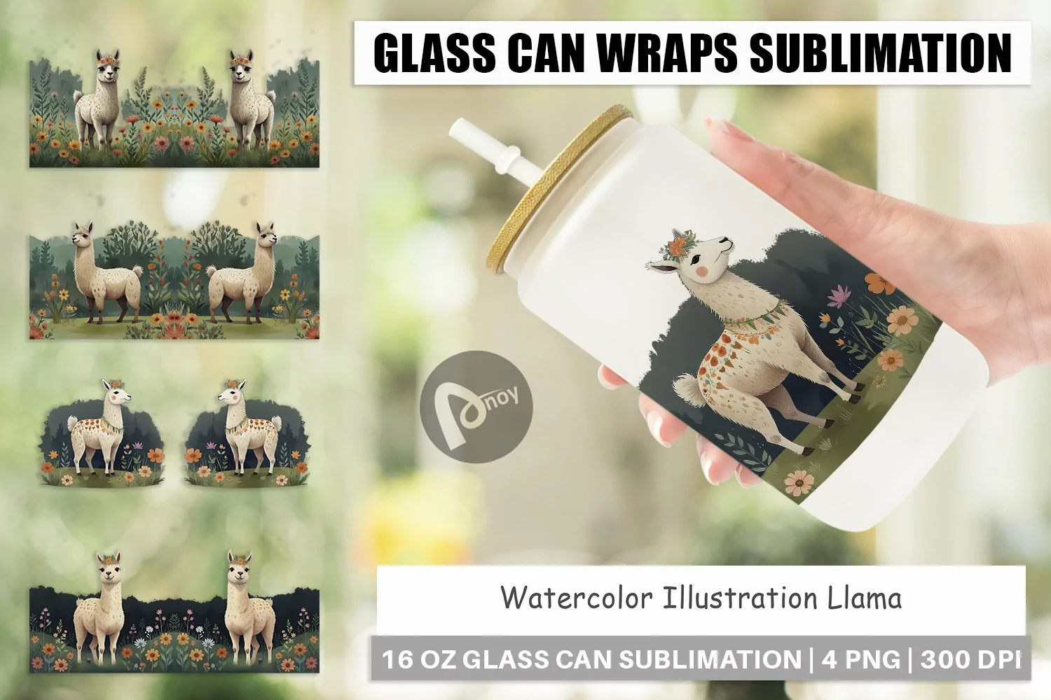 Glass Can Wraps Illustration Llama product image 1