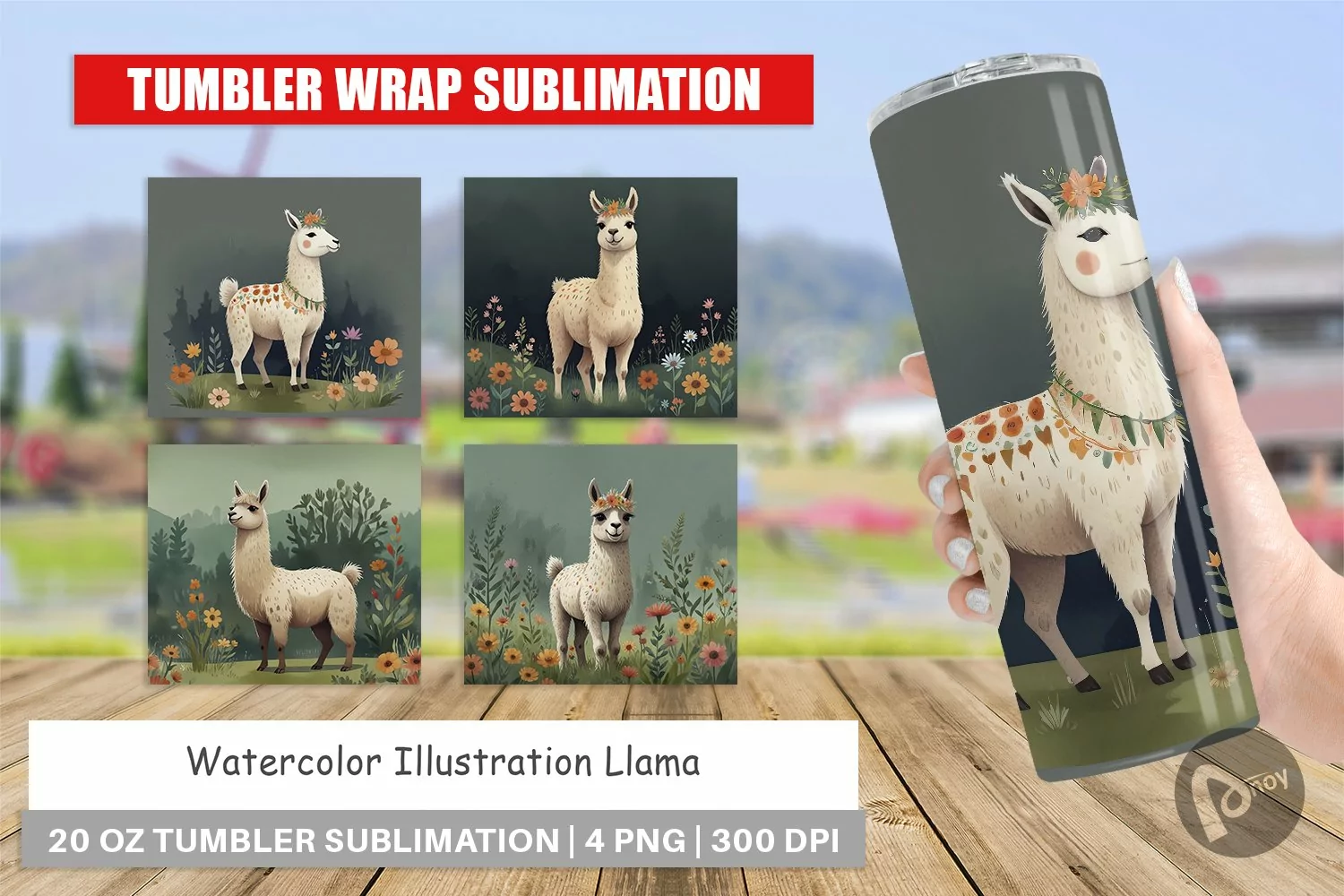 Tumbler Wrap Illustration Llama product image 1