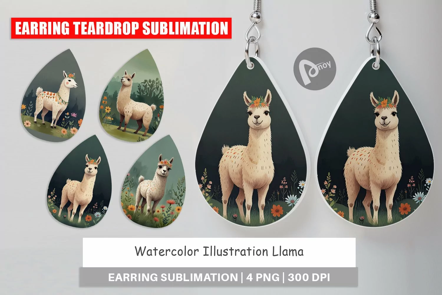 Earring Teardrop Illustration Llama product image 1
