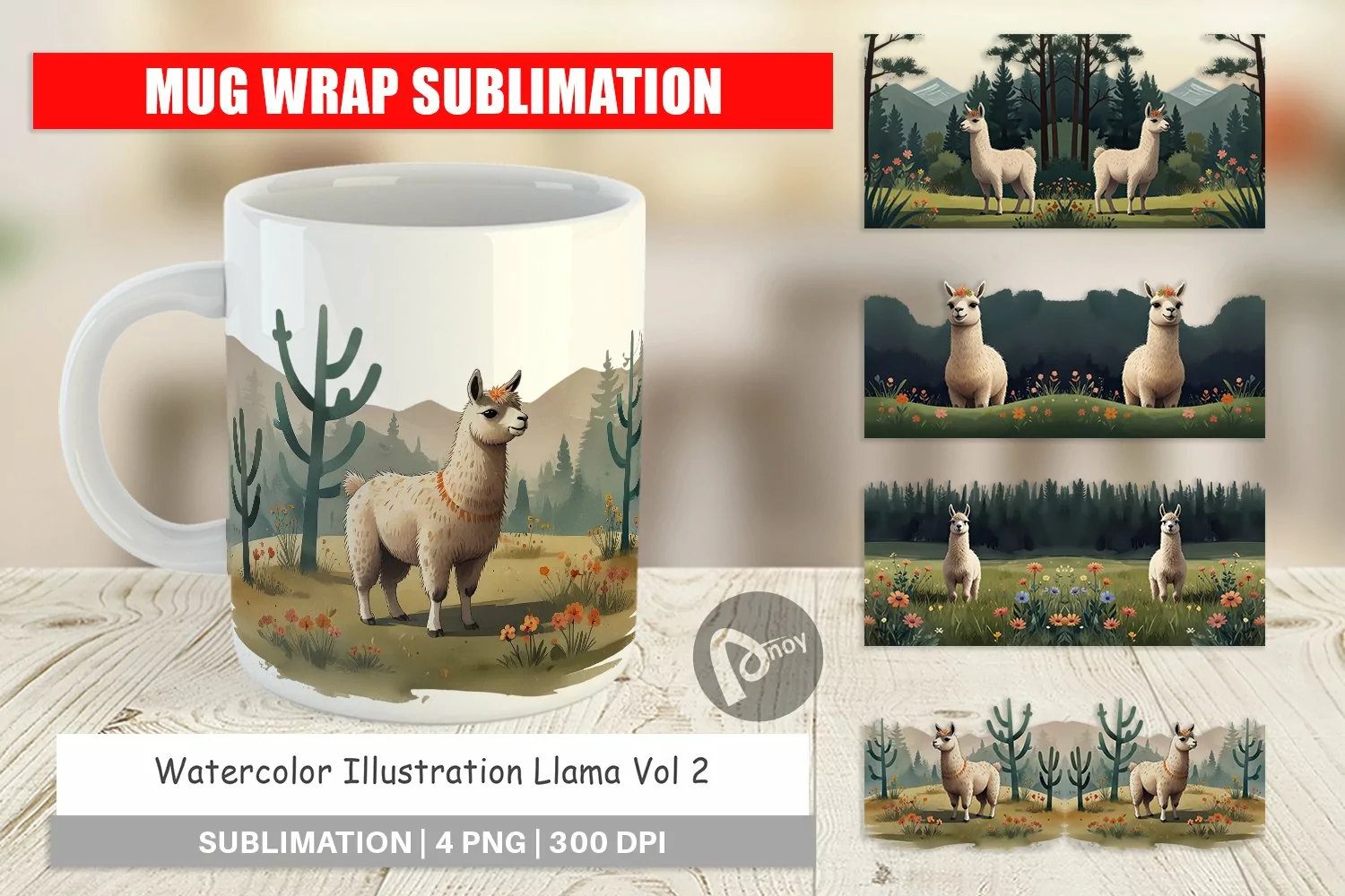 Mug Wrap Design Illustration Llama product image 1