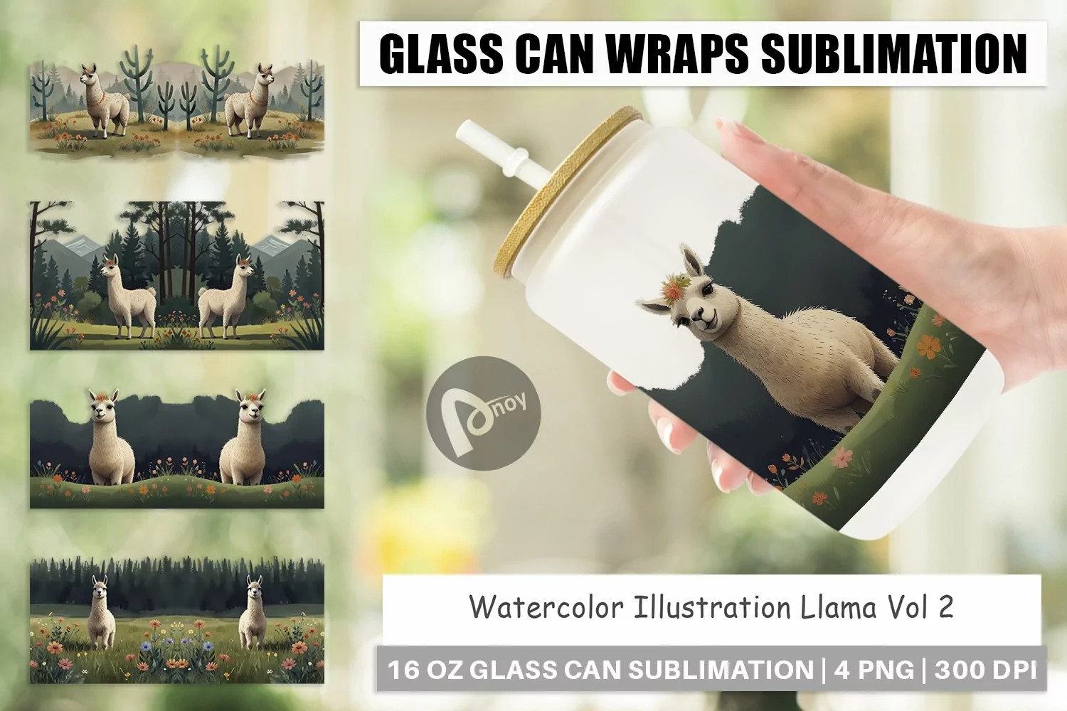 Glass Can Wraps Illustration Llama product image 1