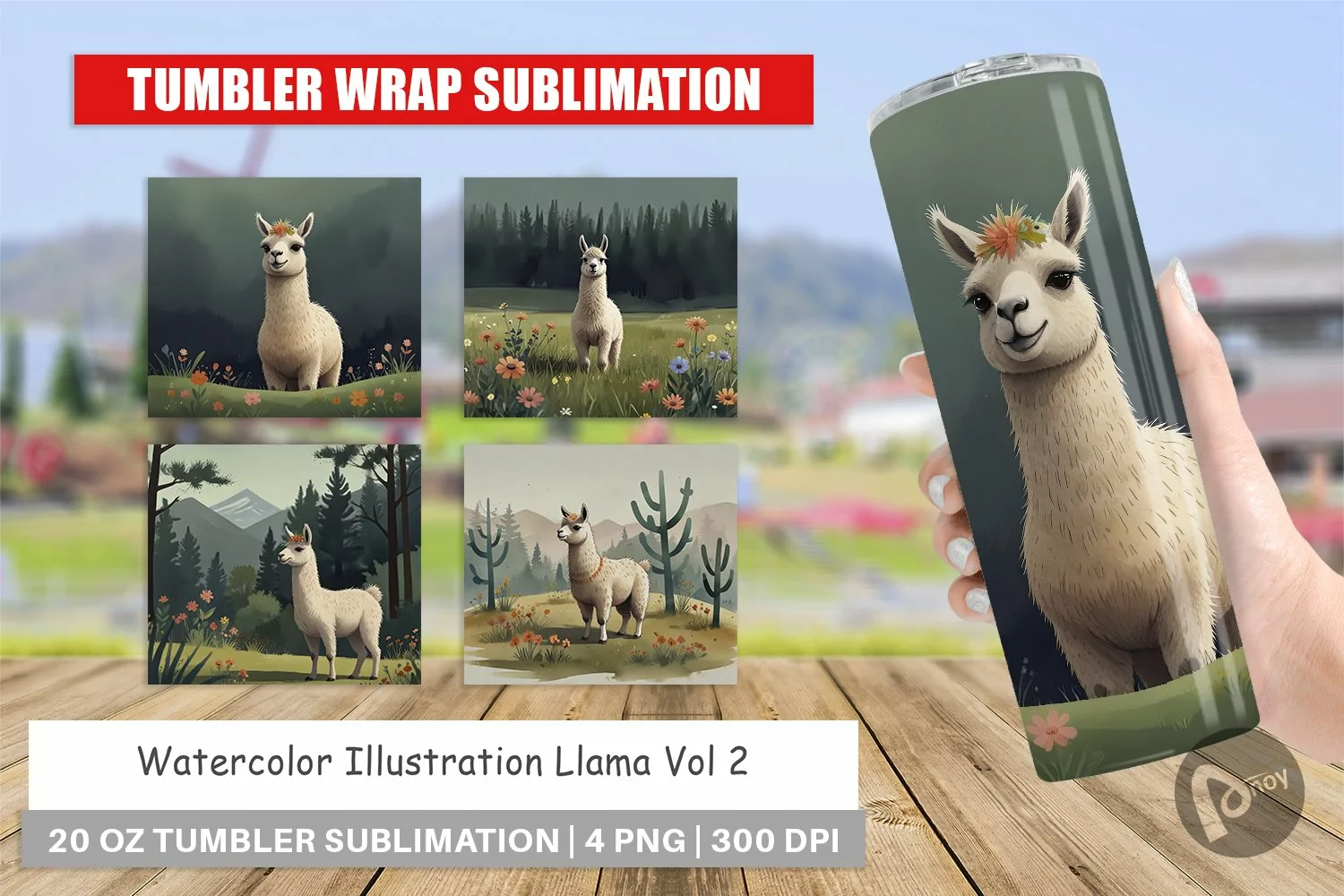 Tumbler Wrap Illustration Llama product image 1