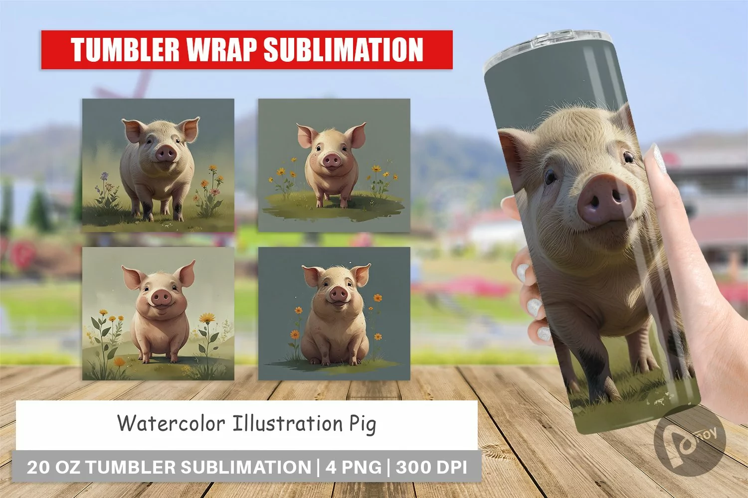 Tumbler Wrap Illustration Pig product image 1