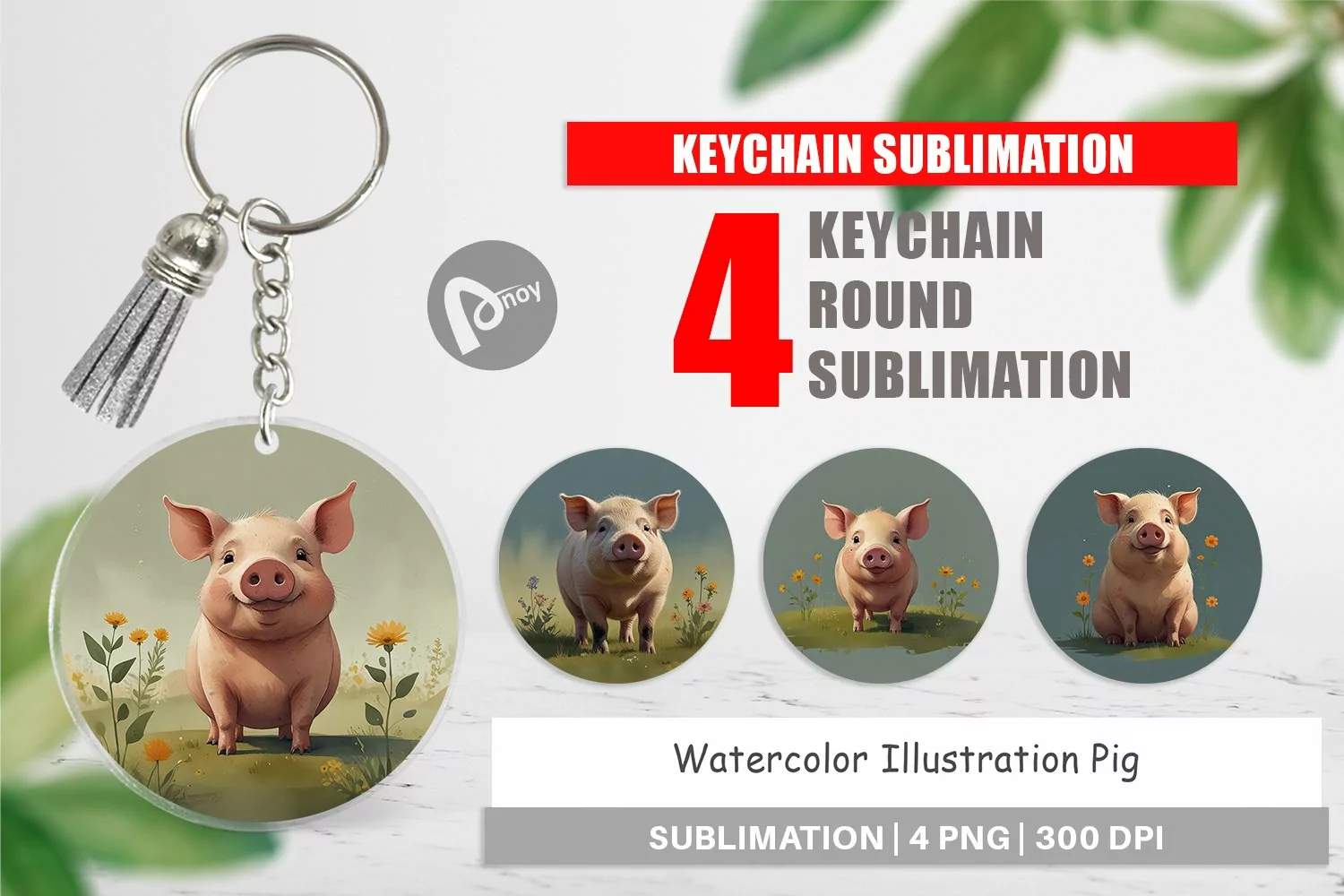 Keychain Illustration Pig product image 1