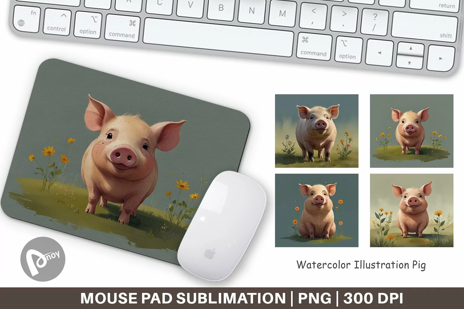 Mouse Pad Illustration Pig product image 1