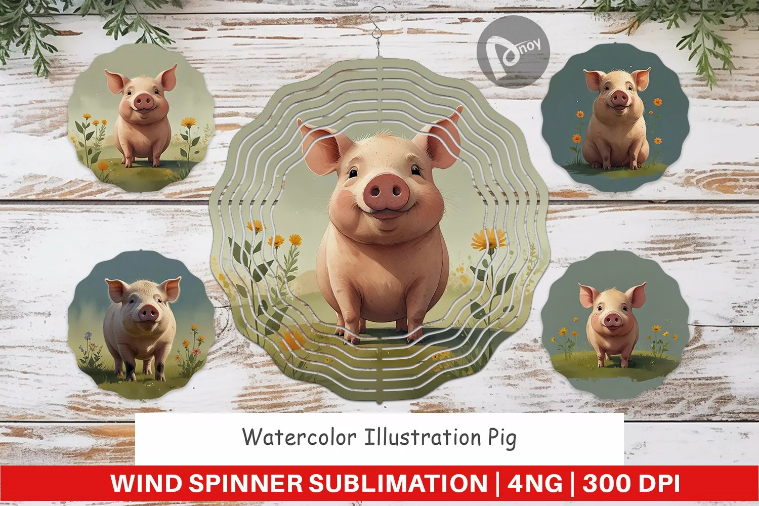 Wind Spinner Illustration Pig product image 1