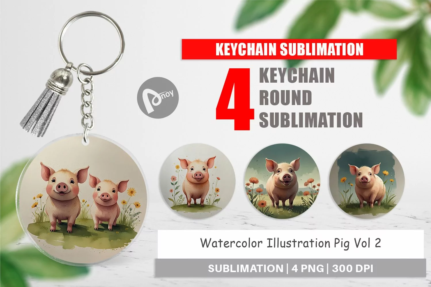 Keychain Illustration Pig product image 1