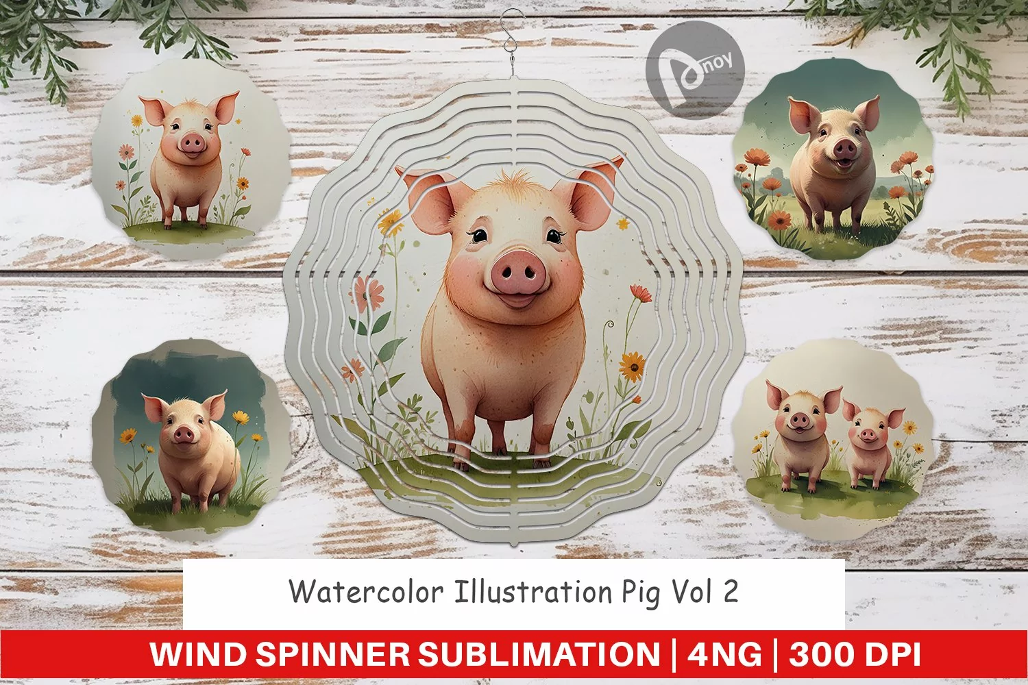 Wind Spinner Illustration Pig product image 1