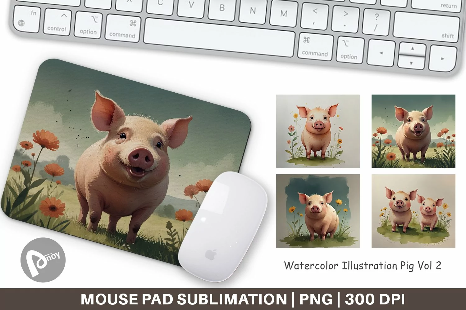Mouse Pad Illustration Pig product image 1