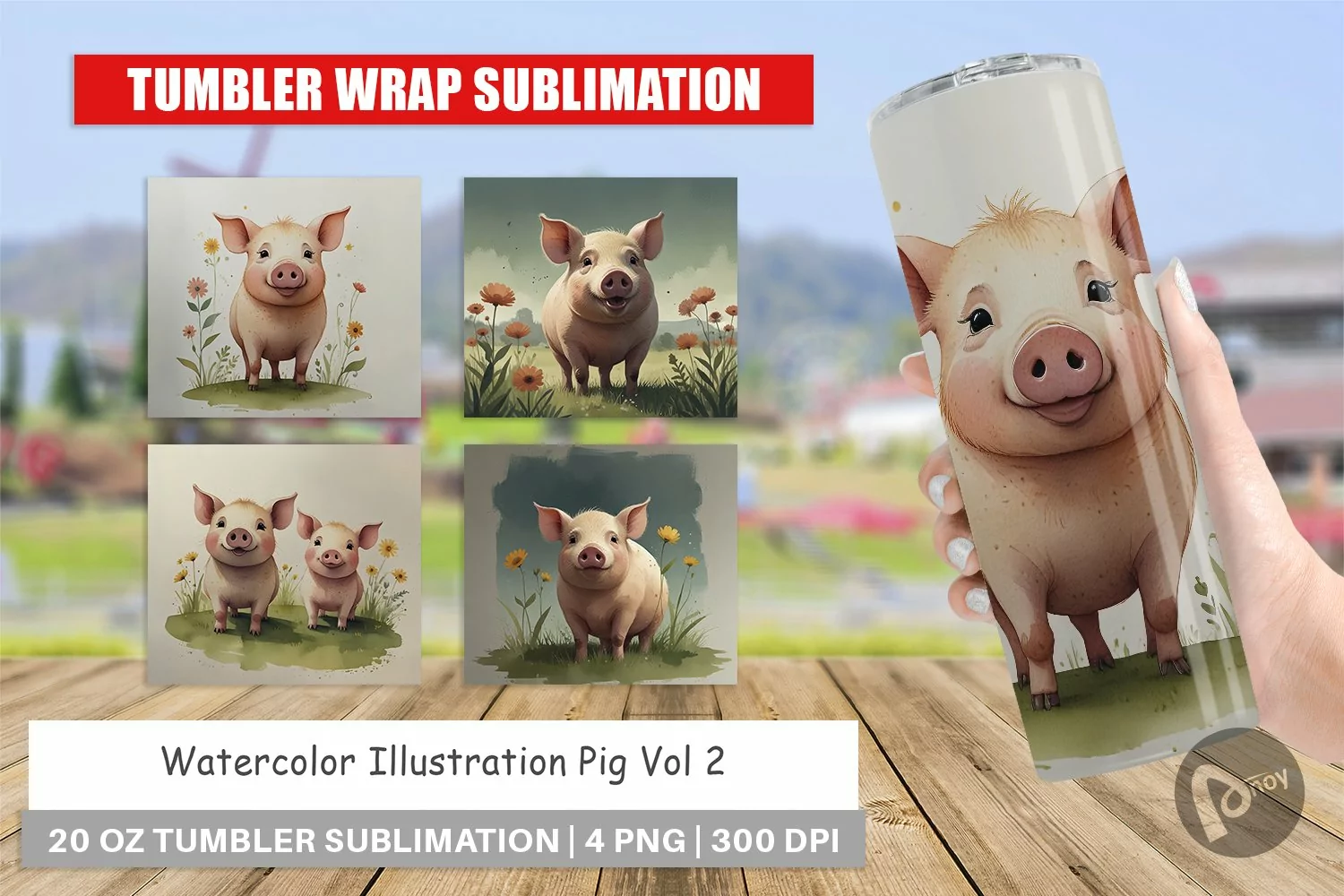 Tumbler Wrap Illustration Pig product image 1
