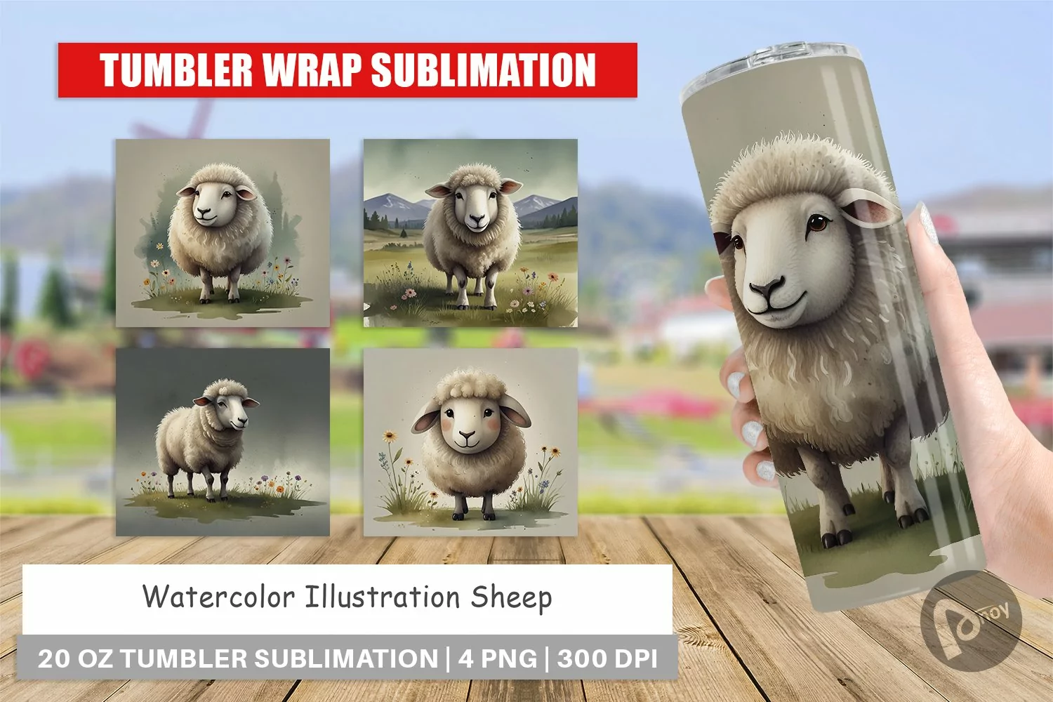 Tumbler Wrap Illustration Sheep product image 1