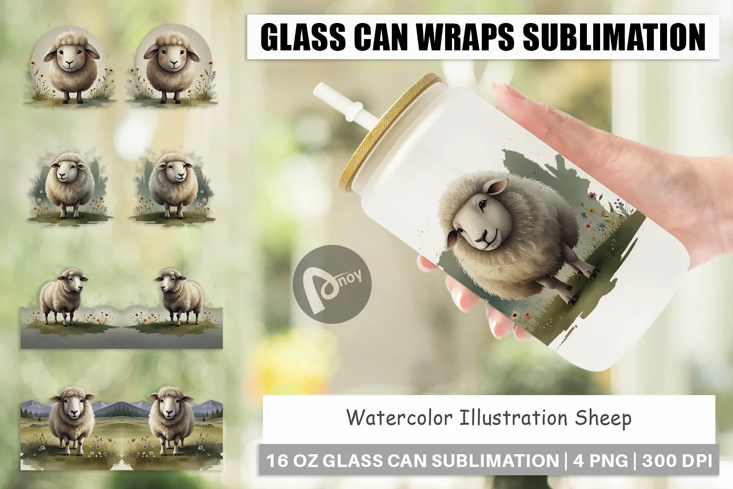 Glass Can Wraps Illustration Sheep product image 1
