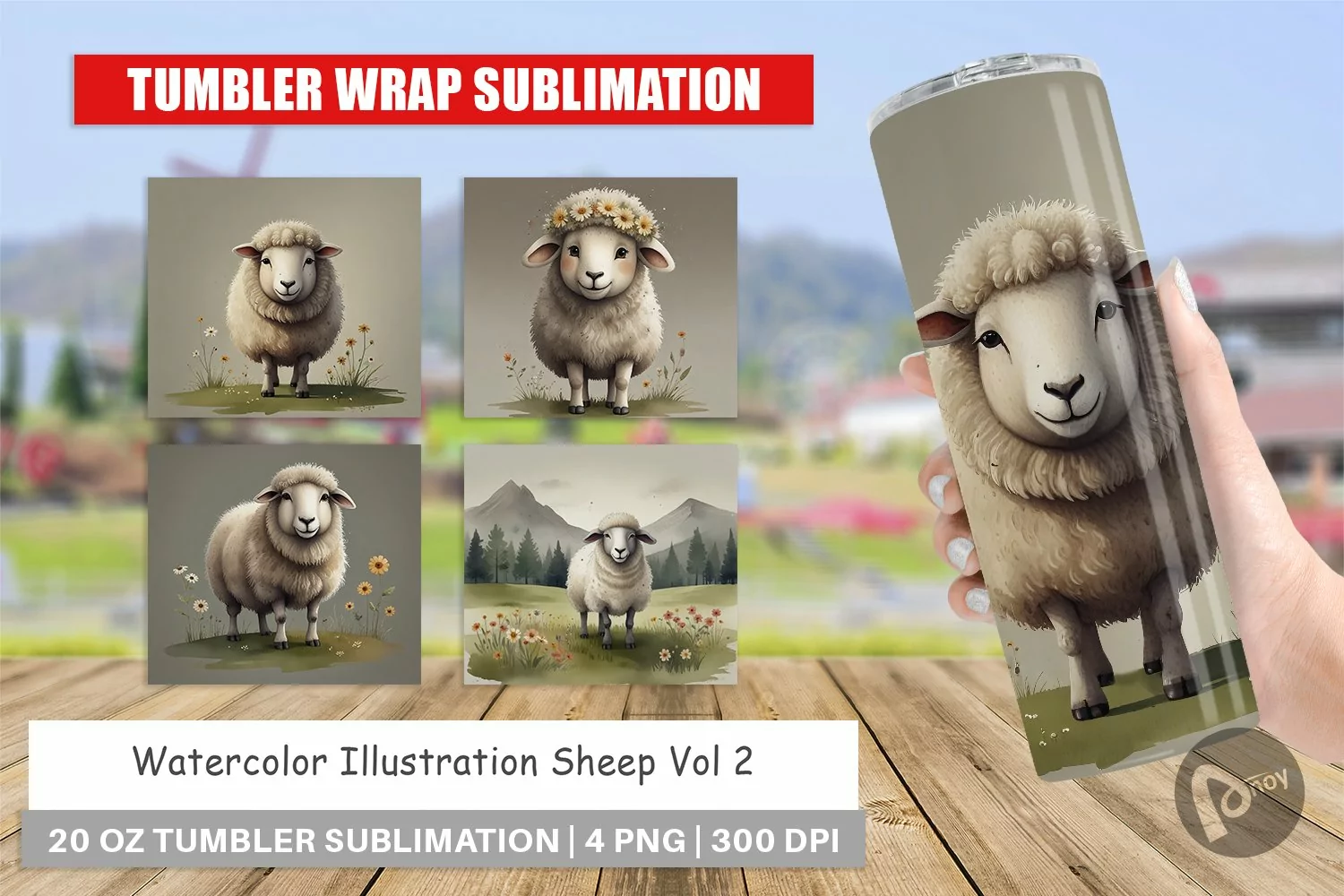 Tumbler Wrap Illustration Sheep product image 1